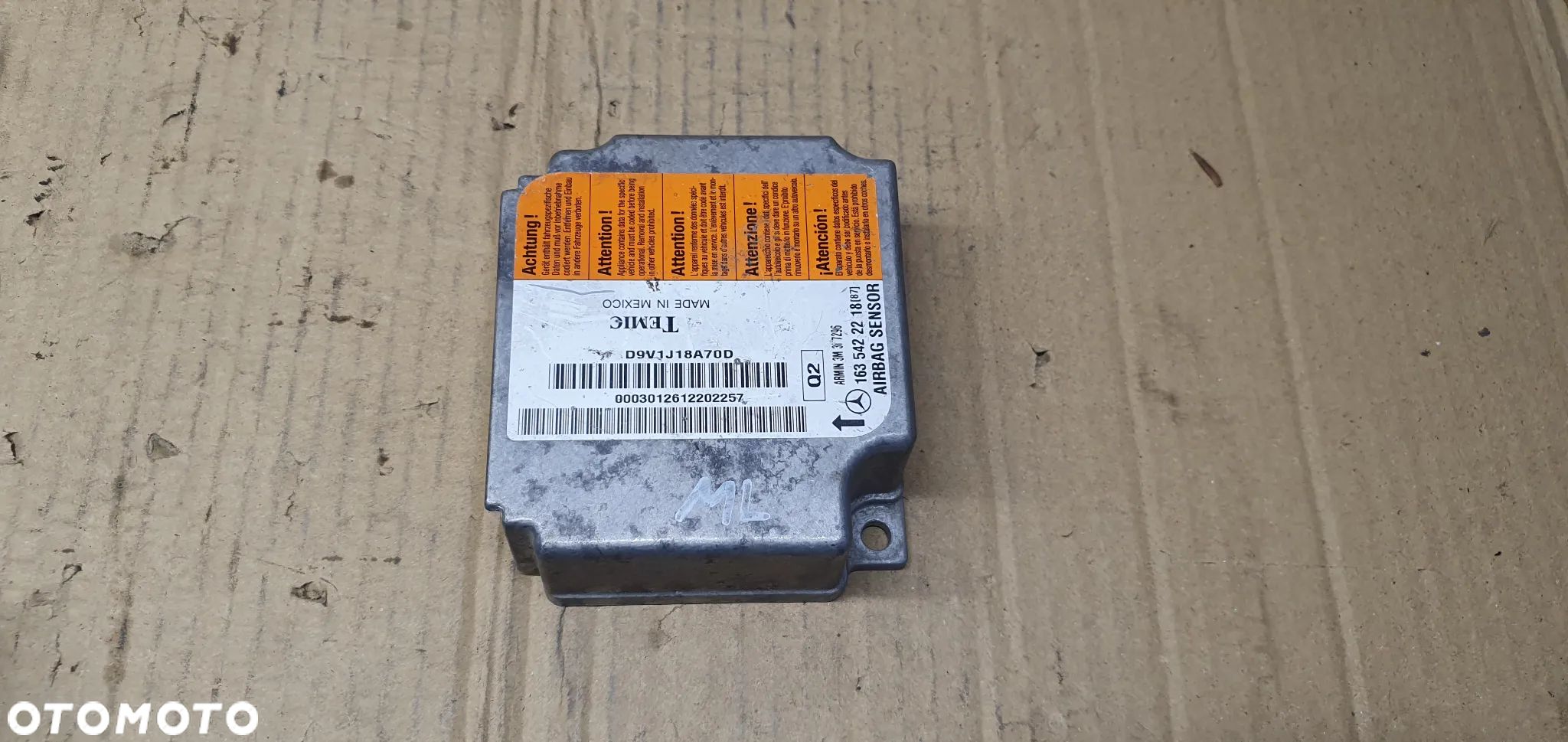 Moduł Sensor Airbag Poduszek Mercedes ML W163 1635422218 - 1