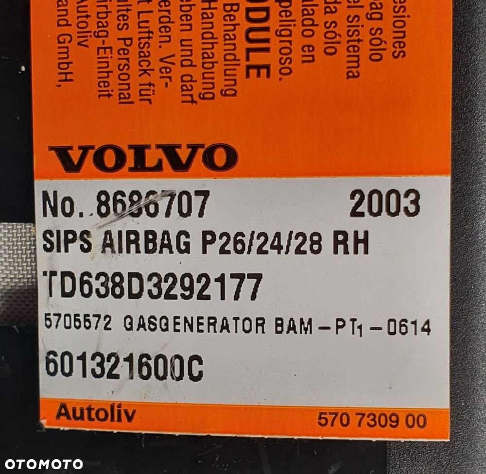 PODUSZKA AIR BAG W FOTEL PRAWA VOLVO XC90 8686707 - 4