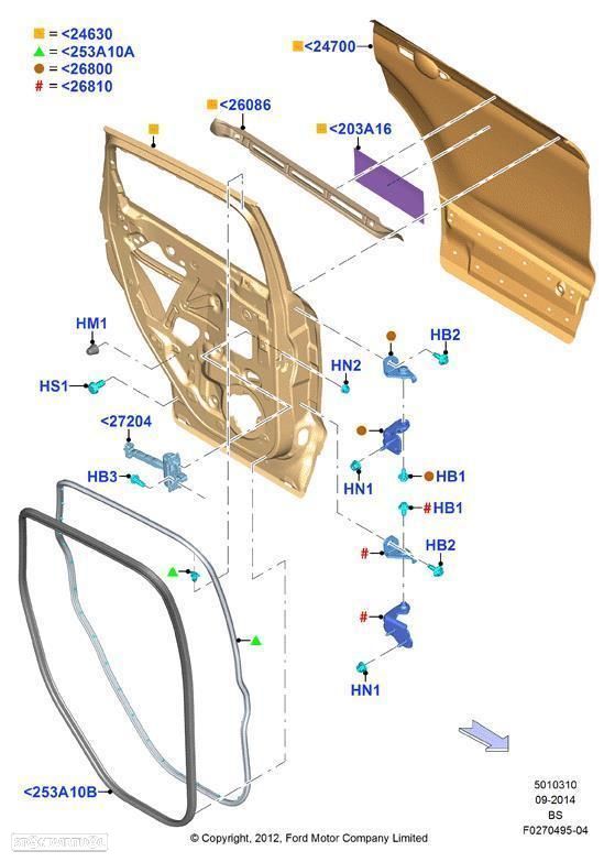 PORTA TRASEIRA ESQUERDA FORD KUGA CBS - 1