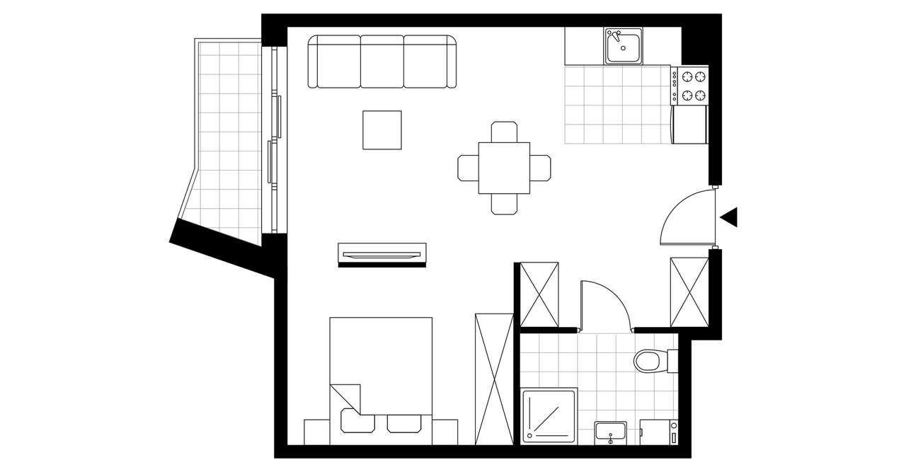 1-pokojowy apartament inwestycyjny 42m2 + balkon - Pełny obrazek: 4/9