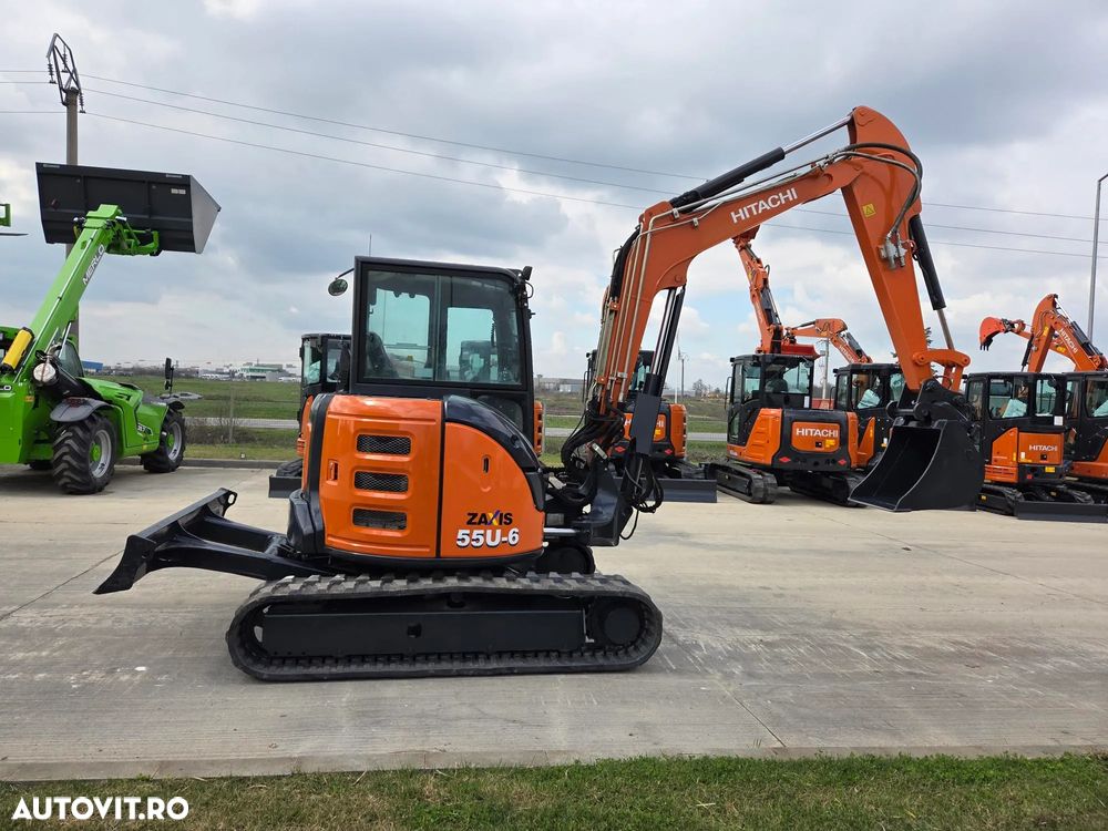 Hitachi ZX55, 5t, 2020, 2.189h, CUPLA RAPIDA HIDRAULICA+3 CUPE, senile cauciuc NOI, inst picon pe brate, inst rotire pe brate, LAMA NIVELARE, ad sapare 5m, latime 2m, ridica 3,2t, Aer cond, posibilitate leasing, STARE FOARTE BUNA-PROMOTIE 41.900 EUR+Tva - 2