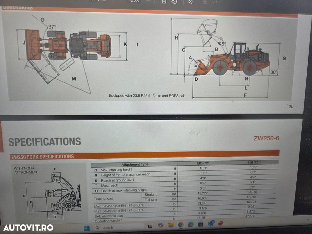 Hitachi ZW250-6, 2018, cupa 4mc, produsa in JAPONIA, masa operationala 22,7tone, anv 23,5R25 80% ok, Consum mediu 10l/ora, camera mers masalier, STARE FOARTE BUJNA-posibilitate leasing 2 ani-PROMOTIE 66.900 EUR+Tva - 30