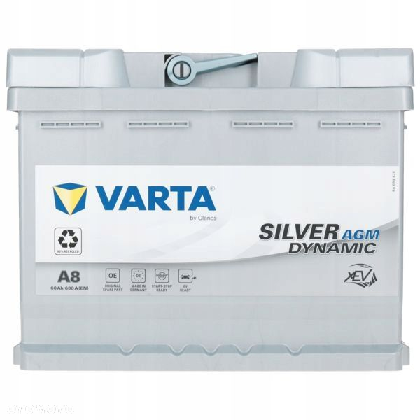 Akumulator Varta AGM A8 12V 60Ah 680A L2 StartStop D52 P - 18 kg - 2
