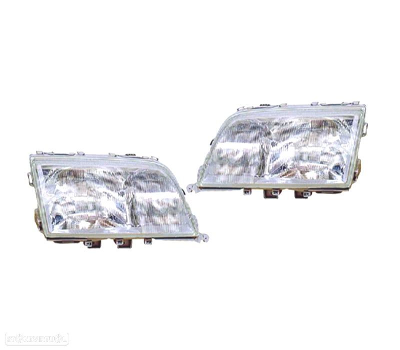 FARÓIS MERCEDES CLASSE C W202 93-96 FUNDO CROMADO - 2