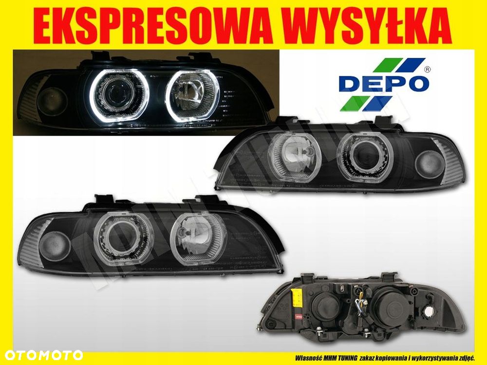 Reflektor Lampy kpl Ringi Angel Eyes Led Tuning Black H7 H7 Bmw 5 e39 96-03 - 2