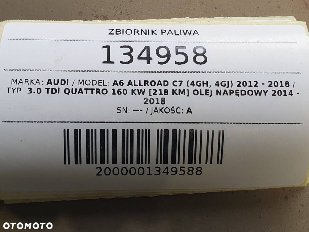 ZBIORNIK PALIWA BAK AUDI A6 C7 ALLROAD KOMBI 3.0 TDI 218KM 4GX201021 - 7