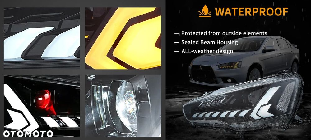 Reflektory Lampy kpl Vland Full LED Tuning Black Mitsubishi Lancer VIII 8 - 14