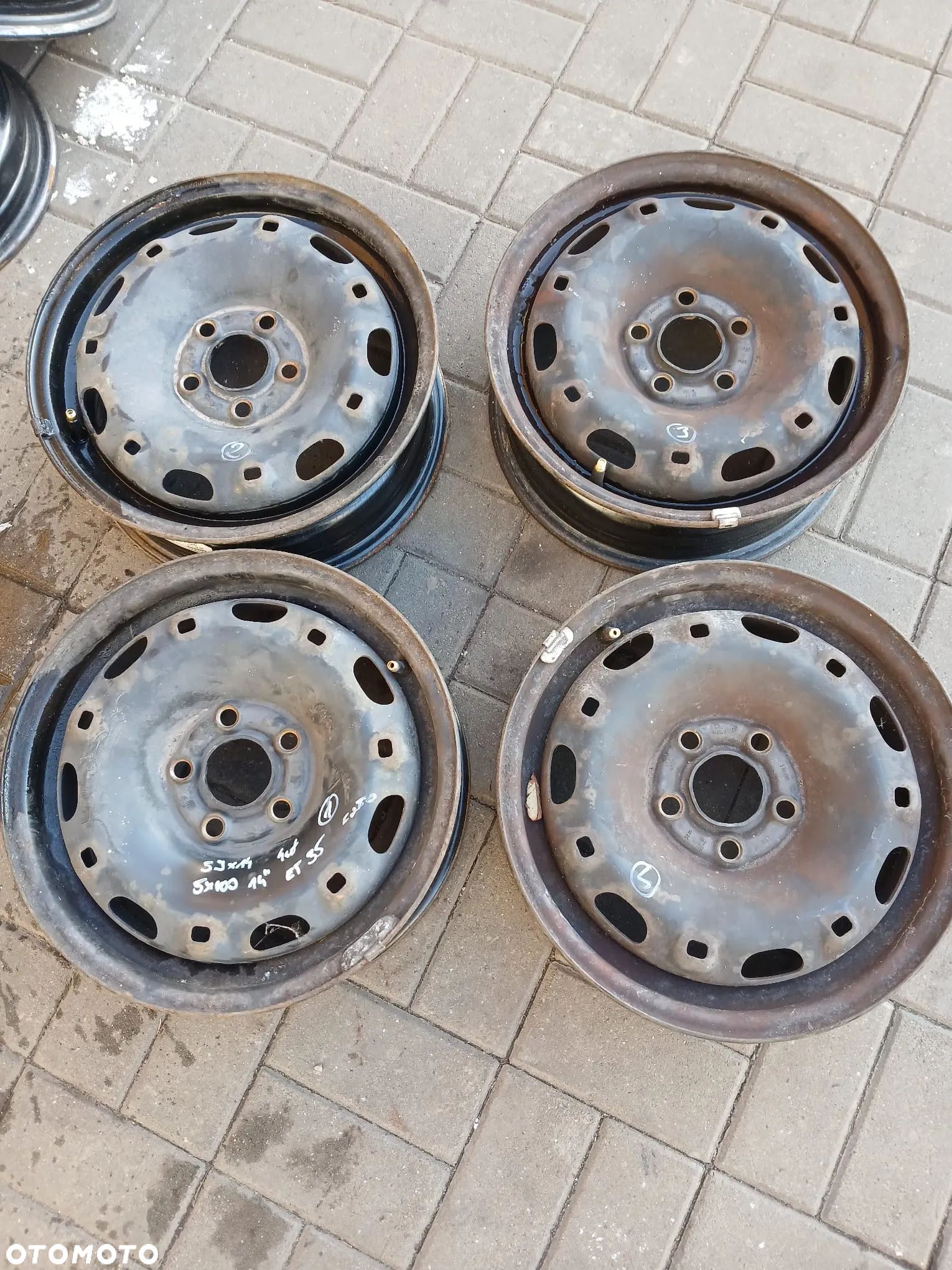 STALOWE 5x100 5Jx14 CALI ET35 POLO9N 6R SKODA FABIA SEAT IBIZA 6L 6J 4 SZTUKI KOMPLET - 1