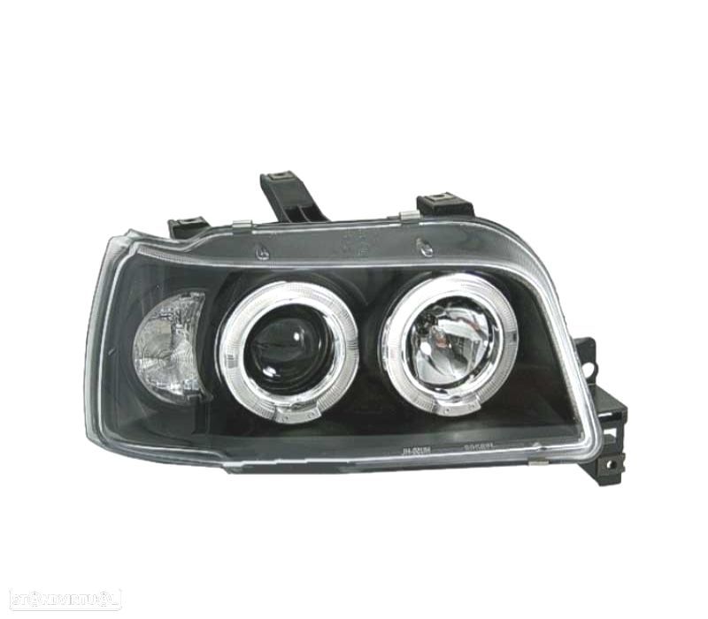 FARÓIS FRONTAIS RENAULT CLIO 90-95 ANGEL EYES LED FUNDO PRETO - 3