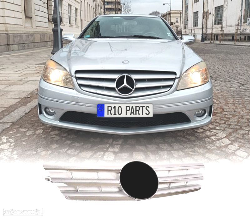 GRELHA FRONTAL SPORT MERCEDES C W203 COUPE 00-04 PRATA CROMADO - 1