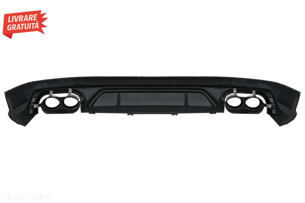 Difuzor Bara Spate Evacuare Dubla Audi Q5 SUV FY S-Line (2018-2020) Evacuari Crom- livrare gratuita - 4