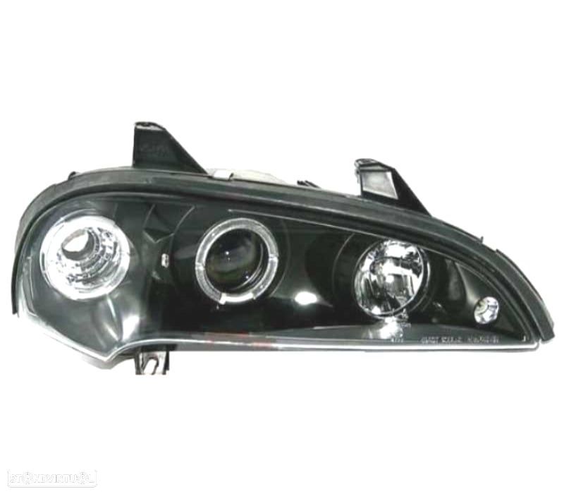 FARÓIS FRONTAIS ANGEL EYES PARA OPEL TIGRA 94-00 FUNDO PRETO - 2