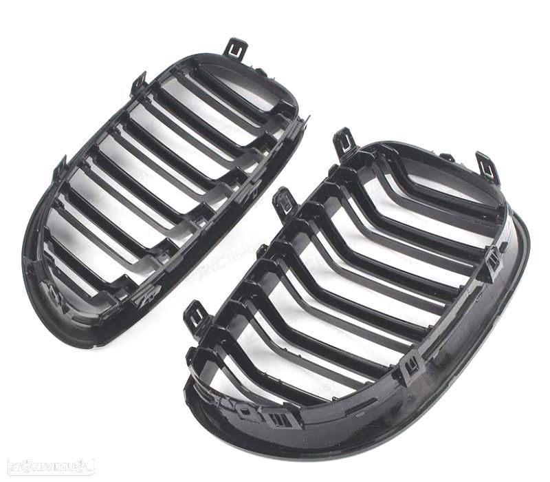 GRELHAS FRONTAIS DUPLAS BMW E60 03-10 LOOK M5 PRETO BRILHANTE - 2