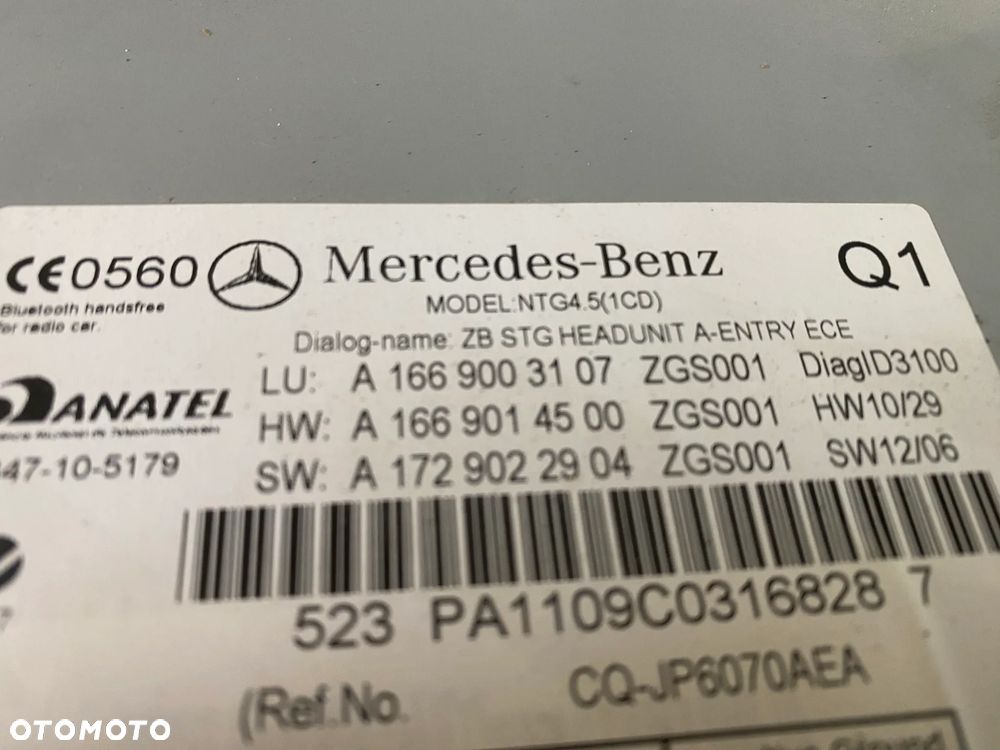 MERCEDES ml gl 166 radio A 1669003107 - 3