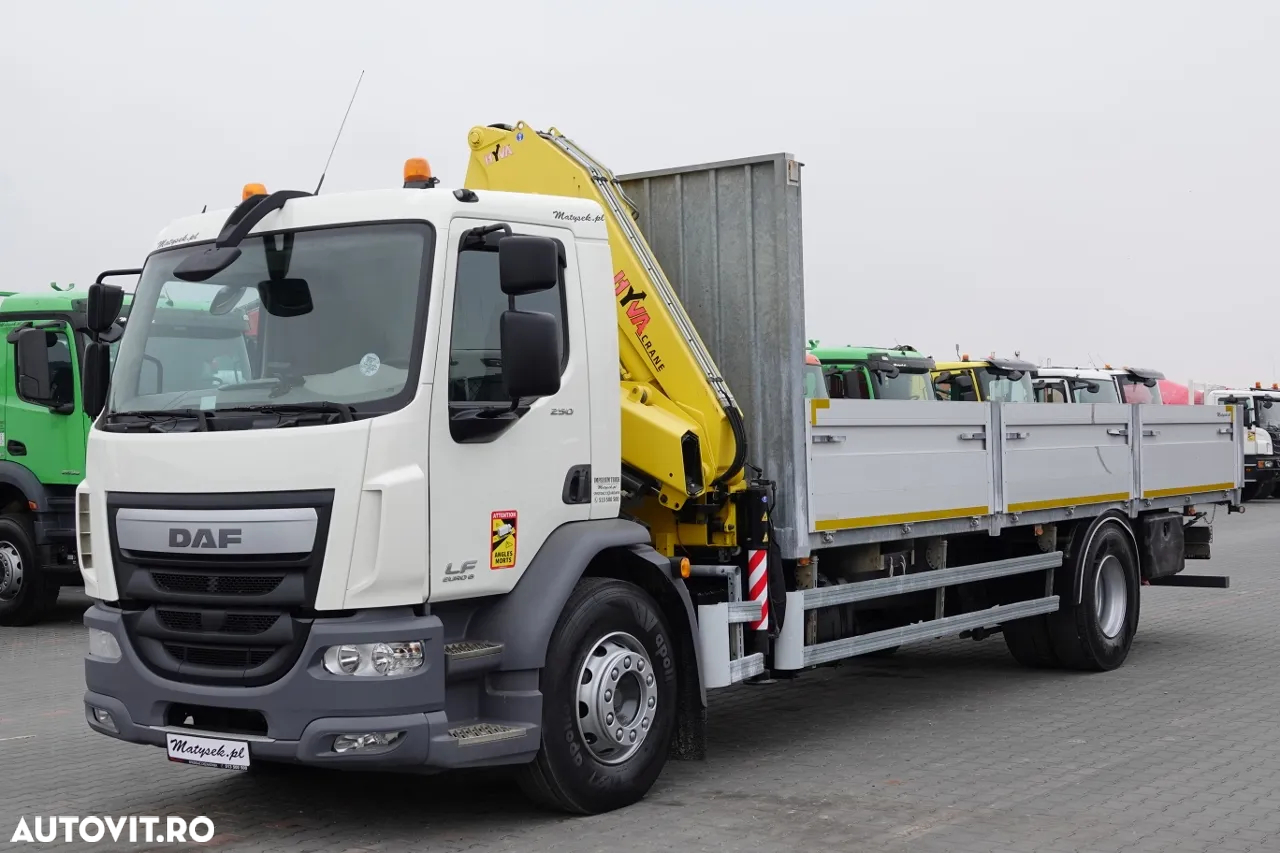 DAF LF 250 / 4X2 / CUTIE - 7.30 + HDS HYVA HB 150XE3 / RADIOCOMANDĂ / ROTATOR / CAPACITATE MAX: 5200 KG / EURO 6 - 6