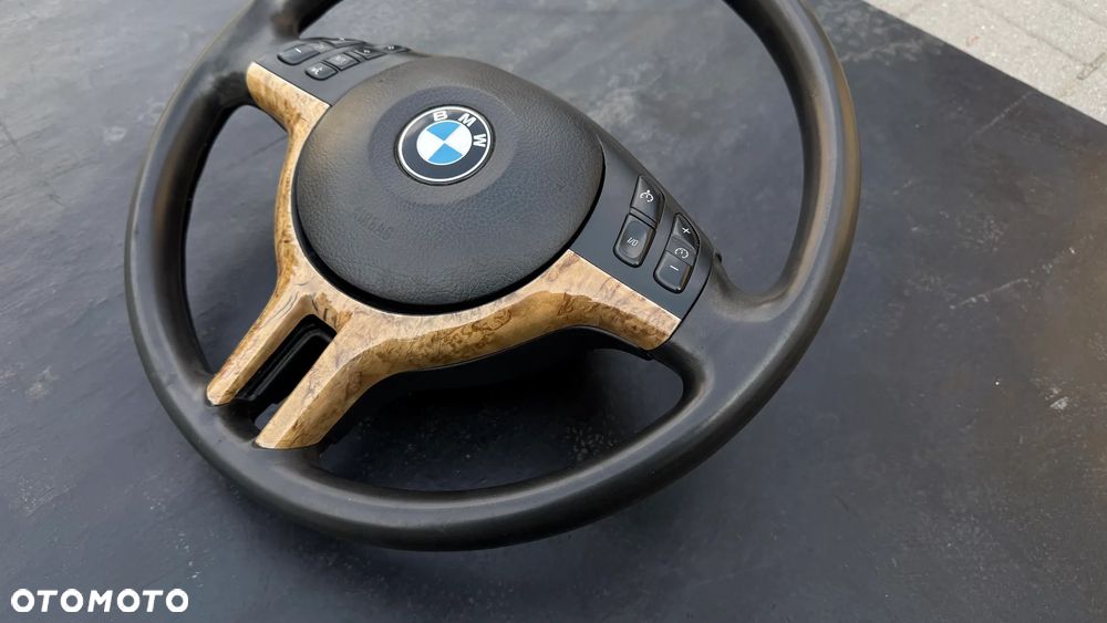Kierownica Skórzana BMW e46 multifunkcja drewniana E39 E38 x5 E53 - 9