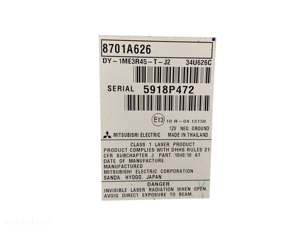 RADIO MITSUBISHI LANCER VIII (2007-2015) 1.6 MIVEC 117KM 5918P472 - 3