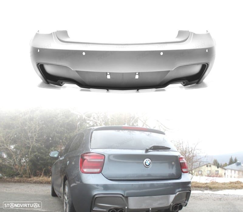 PARA-CHOQUES TRASEIRO BMW F20 F21 11-15 LOOK M PERFORMANCE PDC DUPLA SAÍDA ABS - 1