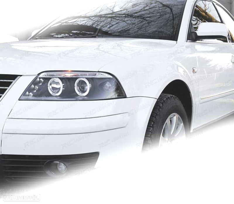 FARÓIS ANGEL EYES PARA VOLKSWAGEN VW PASSAT 3BG 00-05 PRETO - 2