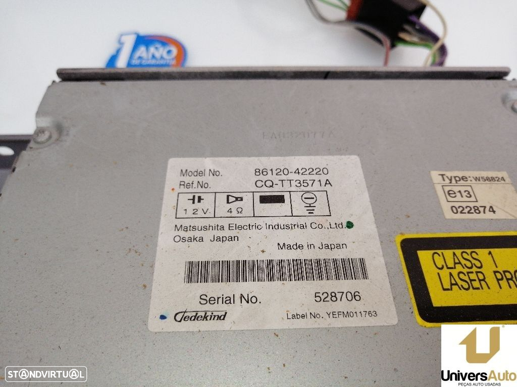 SISTEMA AUDIO / RADIO CD TOYOTA RAV 4 III 2006 -8612042220 - 2