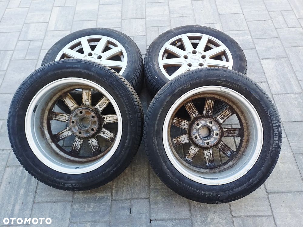 FELGI Z OPONAMI KOŁA ALUMINIOWE DEZENT VW PASSAT B5 R16 5X112 ET40 57,1 mm OPONY CONTINENTAL R16 205/55 ZIMA NR16 - 15