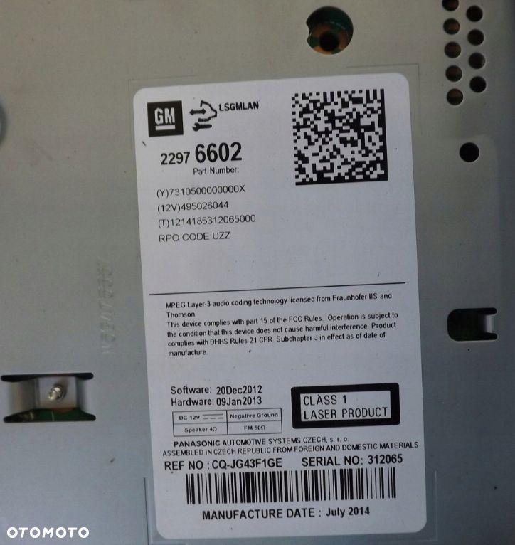 OPEL ZAFIRA C RADIO WYŚWIETLACZ PANEL - 2