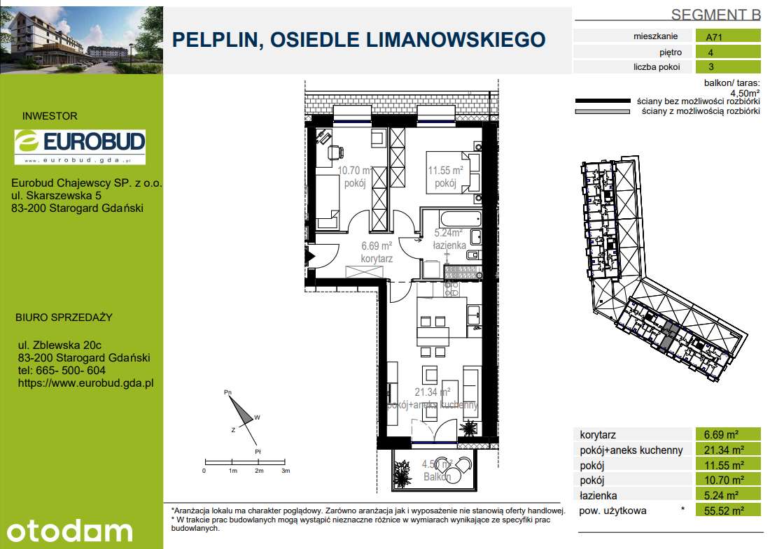 Na sprzedaż: 3-pokojowe mieszkanie Pelplin, ul. Limanowskiego - Pełny obrazek: 3/12