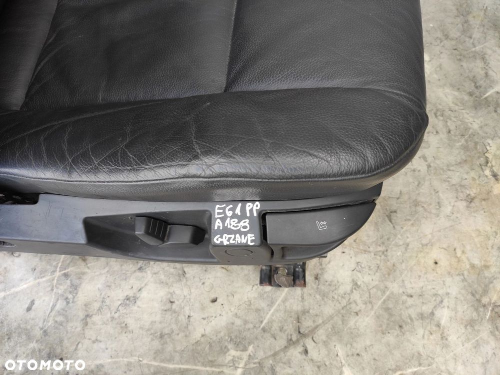 FOTEL PRAWY PRZÓD PRZEDNI BMW E60 E61 CZARNA SKÓRA GRZANY - 6