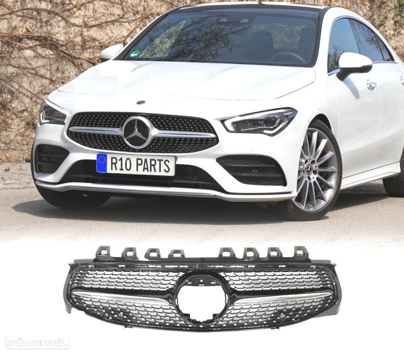 GRELHA FRONTAL MERCEDES W118 CLA 19- LOOK DIAMOND CROMADO - 1
