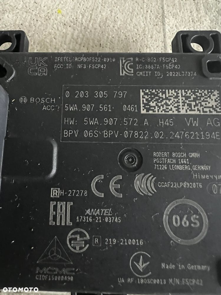 VW SKODA AUDI RADAR DISTRONIC 5WA907572A - 2