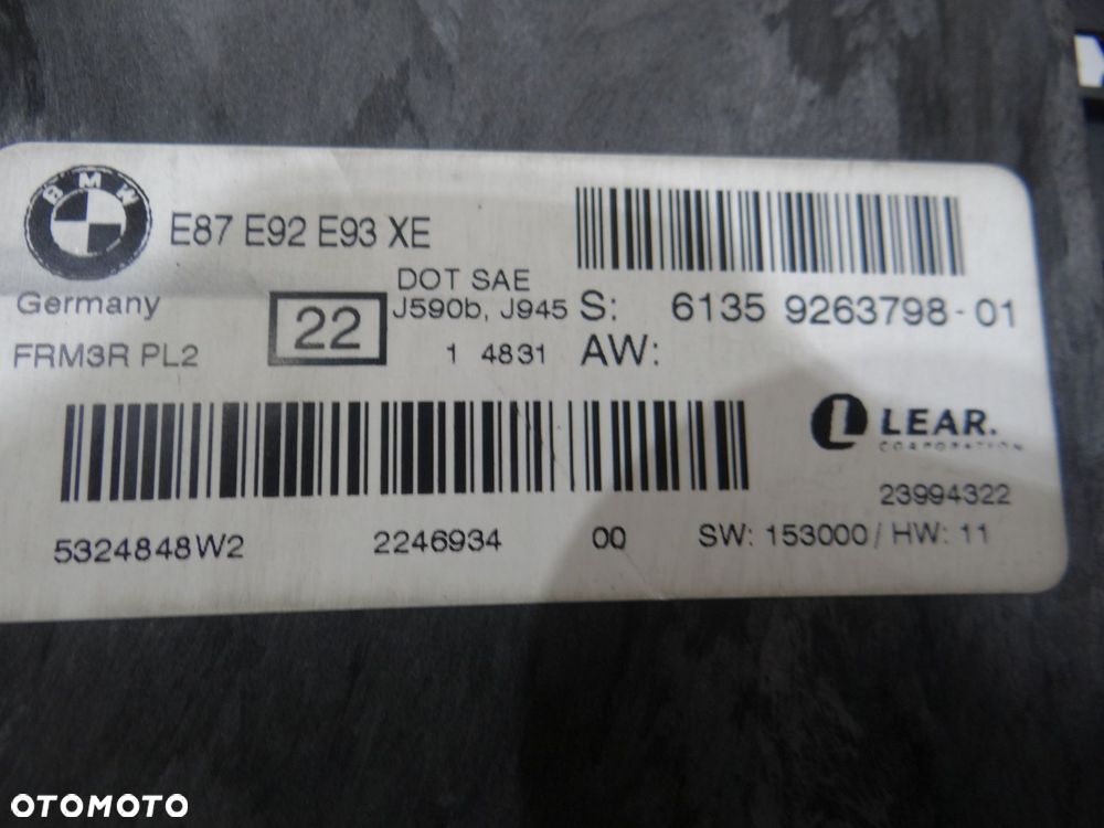 MODUŁ STEROWNIK ŚWIATEŁ BMW E90 E92 9263798 (17898912) - 3