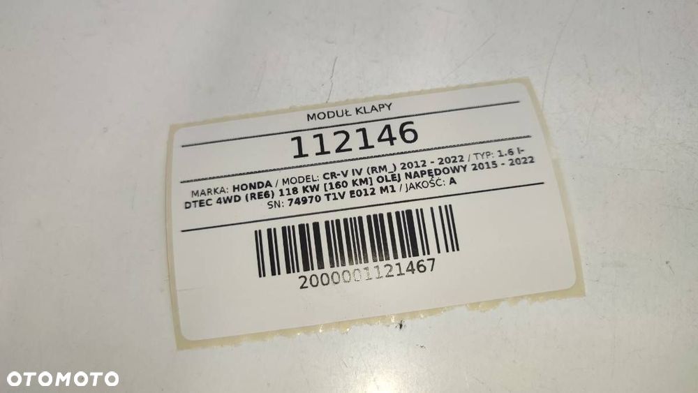 MODUŁ KLAPY STEROWNIK 74970-T1V-E012-M1 HONDA CR-V IV - 4