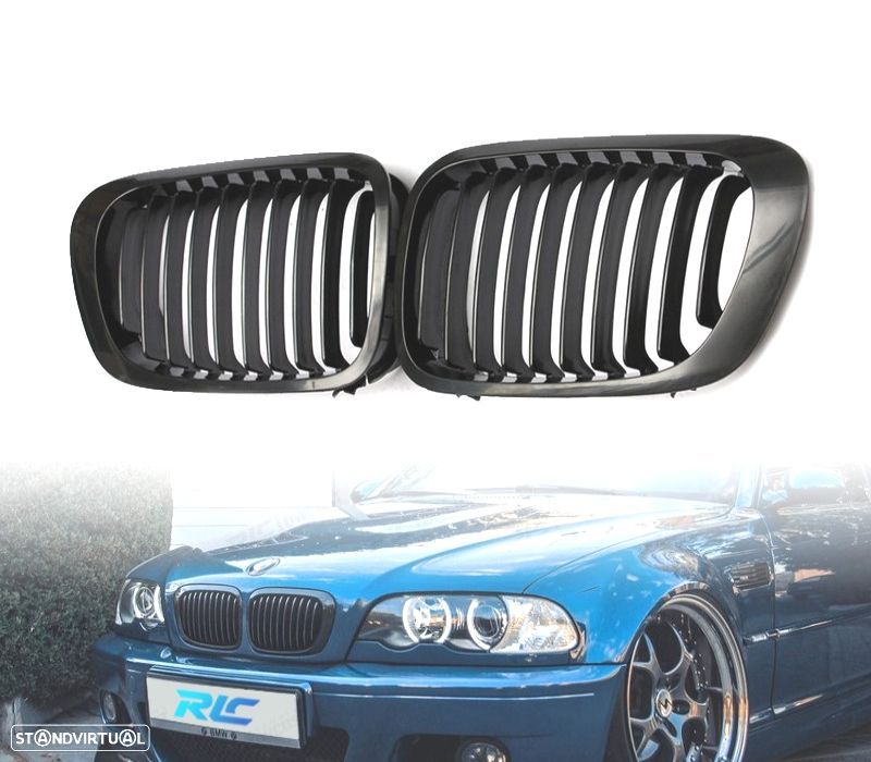 GRELHAS BMW E46 COUPE CABRIO 99-03 PRETO BRILHANTE LOOK M PERFORMANCE - 1