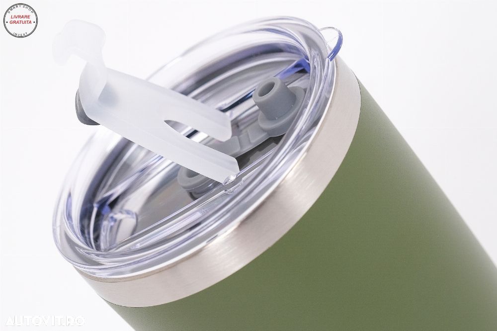 Cana Termoizolanta Otel Inoxidabil SS304 cu Capac Perete Dublu 590ml Verde- livrare gratuita - 5