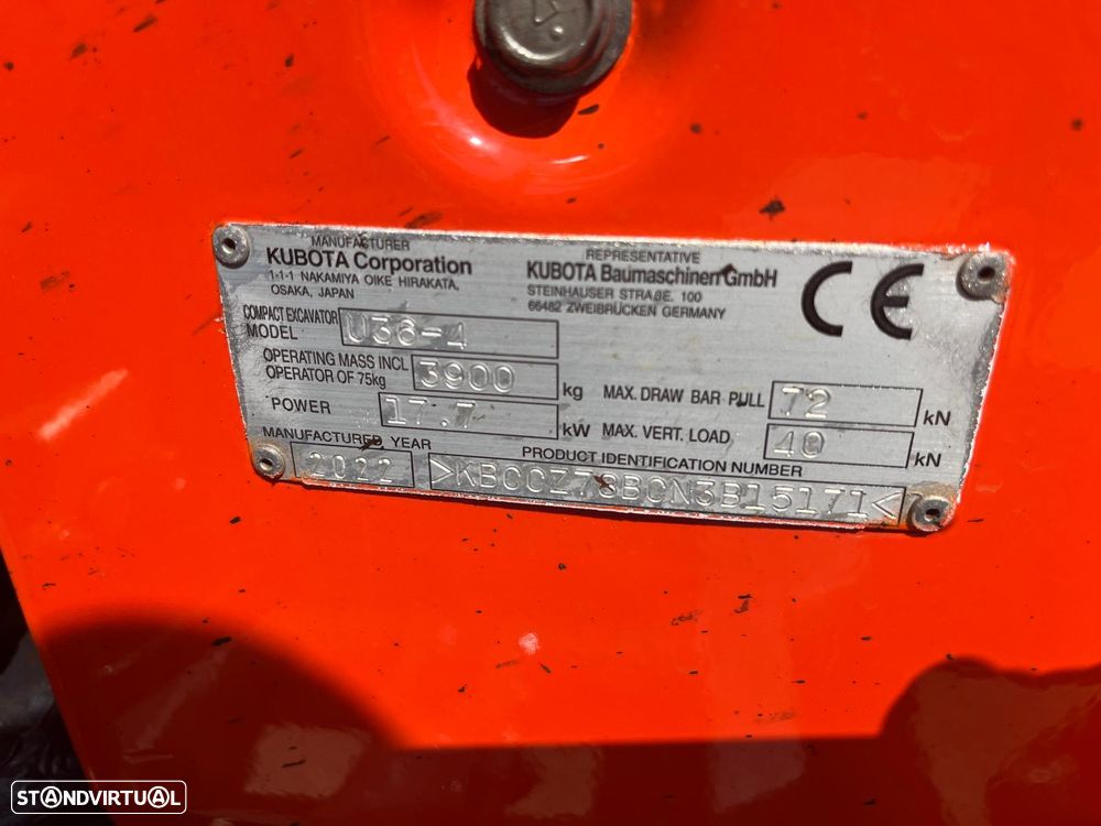 Kubota U36-4 Mini escavadora (2022) - 18