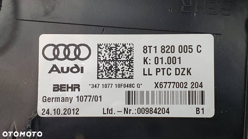 NAGRZEWNICA DMUCHAWA NAWIEWU AUDI Q5 8RB 2.0 TDI QUATTRO 177KM 8T1820005C - 7