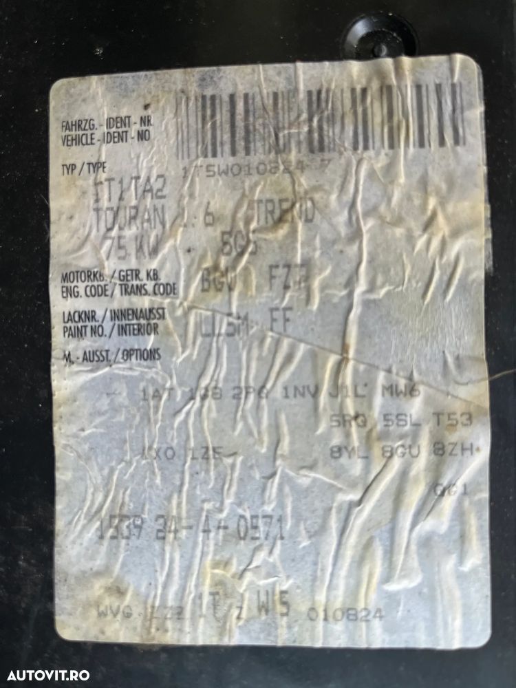 Haion spate VW Volkswagen Touran non facelift albastru 2005 - 9