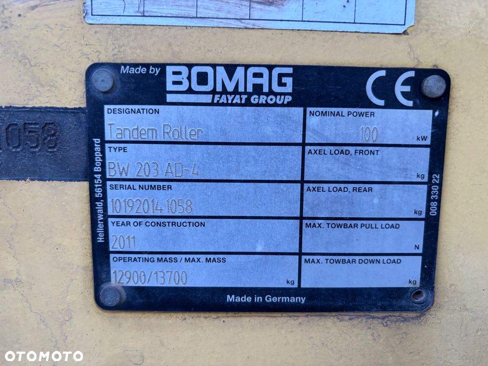 Bomag BW203 AD-4 2011 r WAGA 14TON , STAL STAL GŁADZIK 200CM - 5