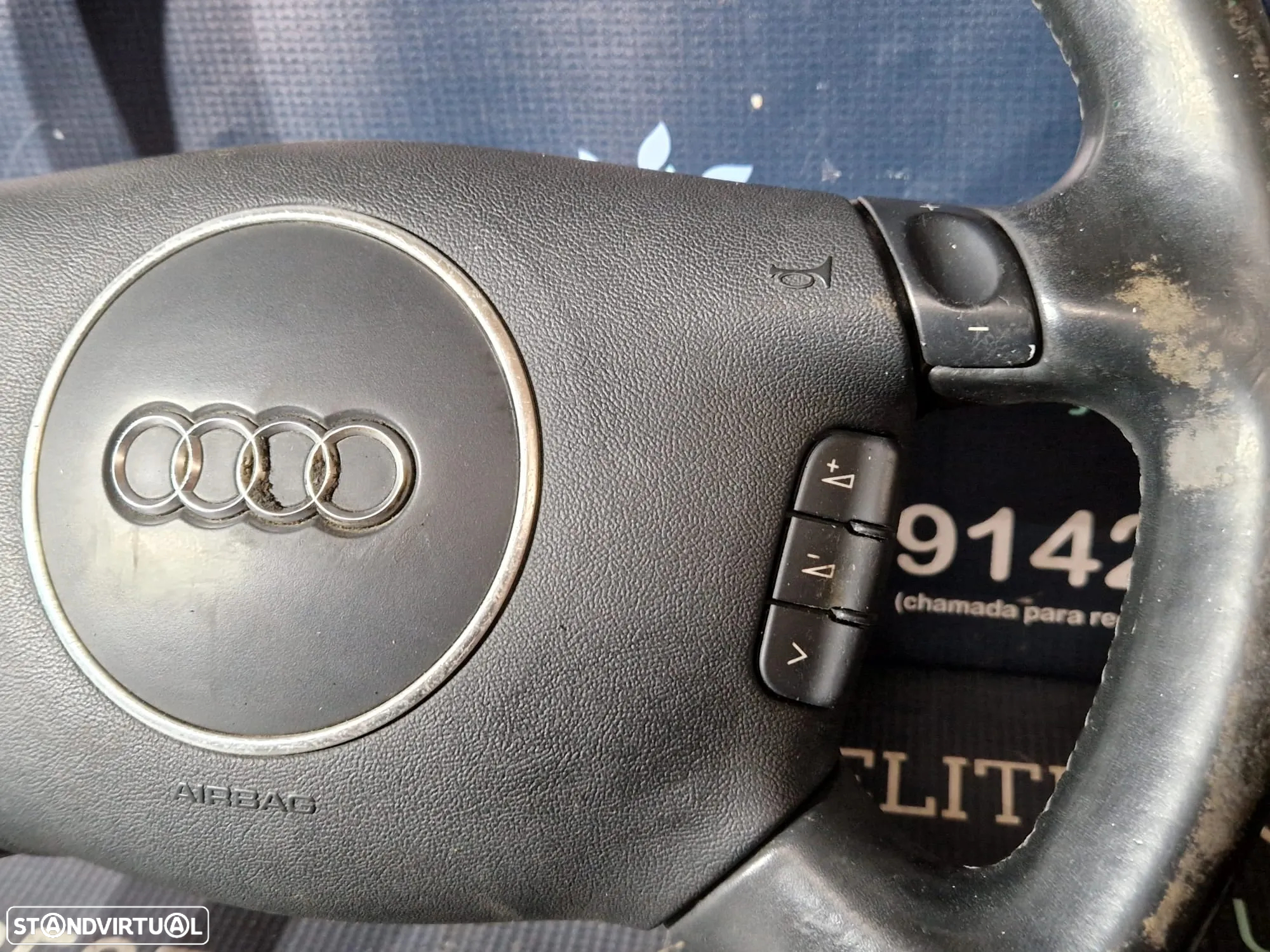 Volante usado pele multifunções AUDI A4 B6 4 BRAÇOS AUTOMATICO PATILHAS AIRBAG - 5