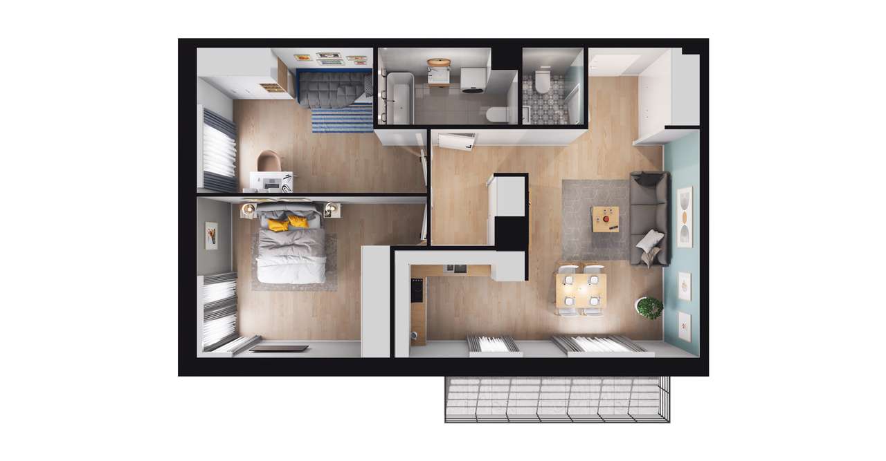 3-pokojowe mieszkanie 66m2 + balkon Bez Prowizji - Pełny obrazek: 2/8