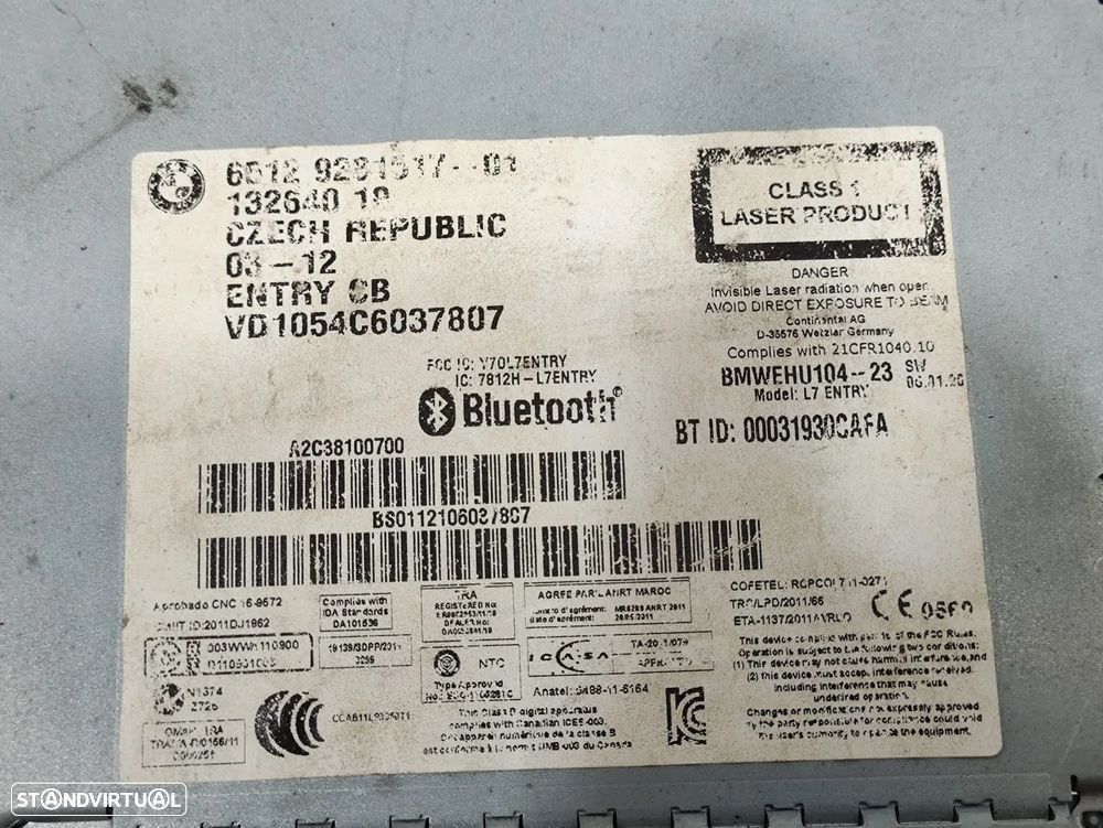 Auto Radio Professional Bluetooth NAV Navegação BMW Serie 1 F20 F21 9281517 6512928151701 2011 - 2016 - 8