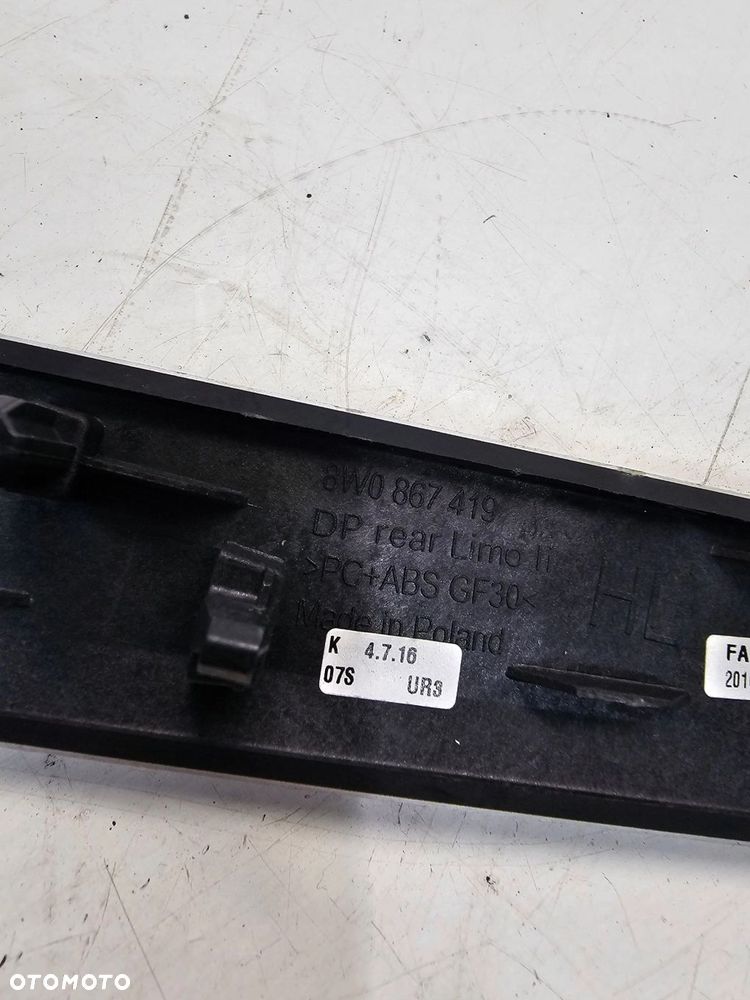 DEKOR LISTWA DRZWI LEWY TYŁ AUDI A4 B9 8W0867419 - 6