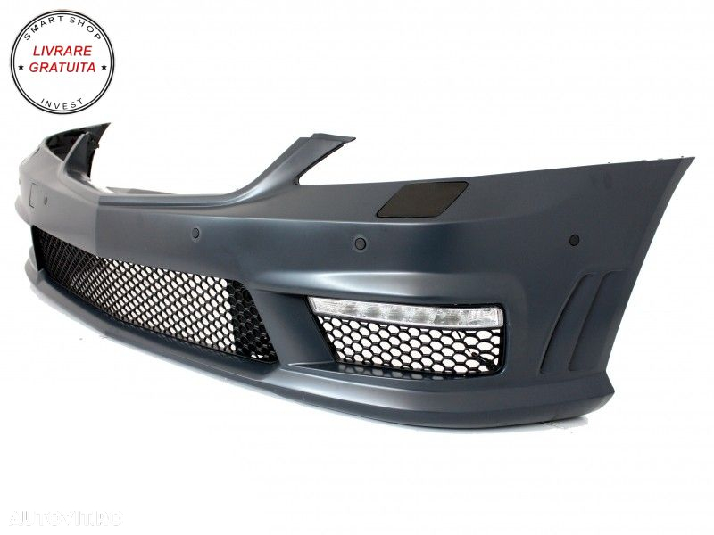 Bara Fata Mercedes S-Class W221 (2005-2012) S63 S65 Design cu Grila Centrala Negru- livrare gratuita - 3