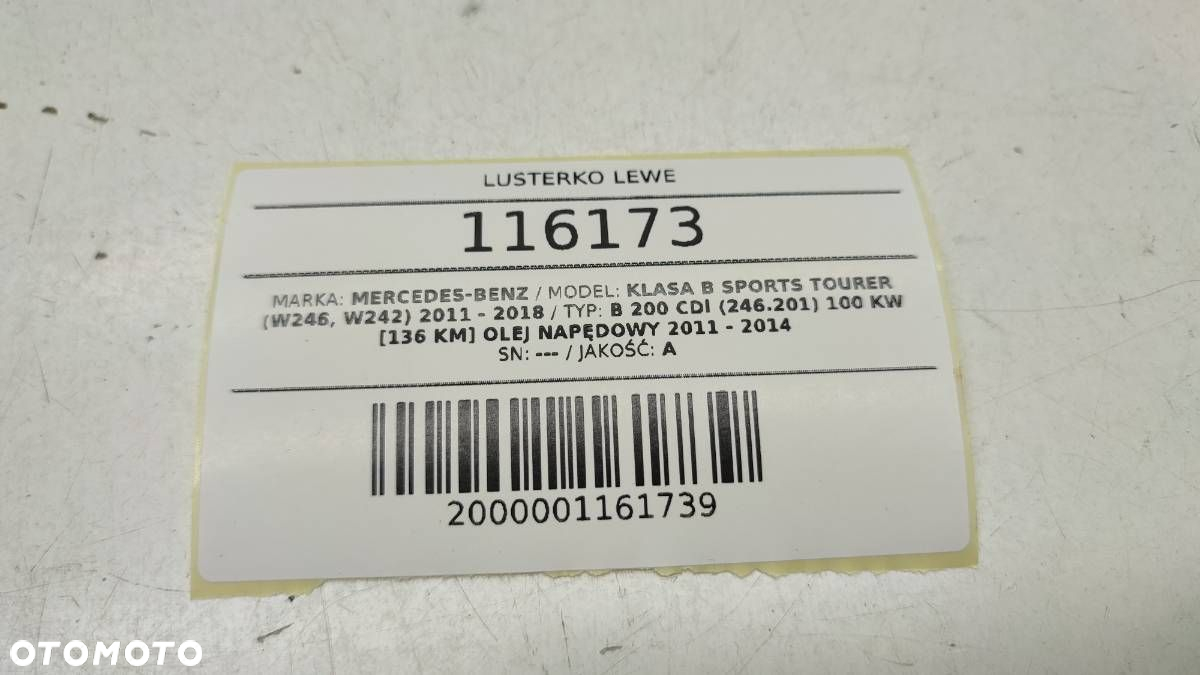 LUSTERKO LEWE KIEROWCY EUROPA 7+4 11 PIN MERCEDES W246 B200 191 - 9