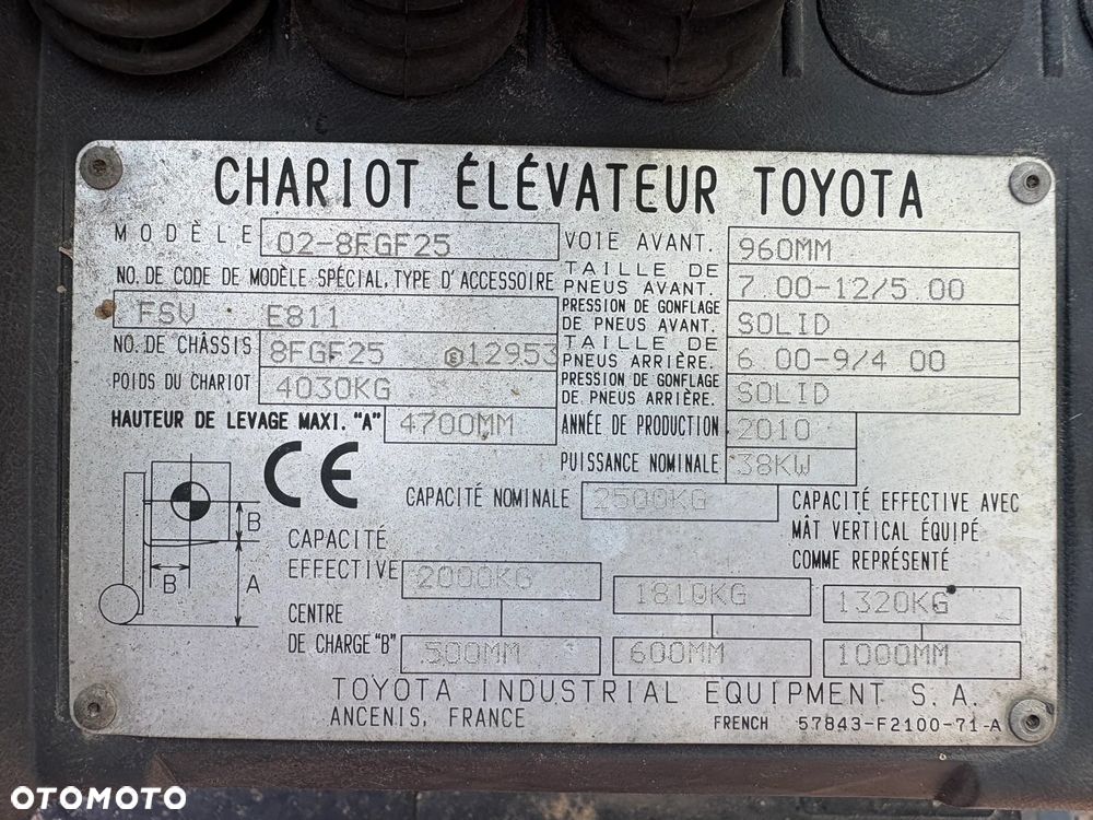 Toyota 02-8FGF25 wózek widłowy 2010R. LPG TRIPLEX - 3