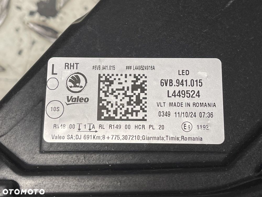 SKODA FABIA 4 IV LAMPA LEWA PRZEDNIA PRZÓD FULL LED REFLEKTOR IDEALNA 6VB940015 EUROPA - 11