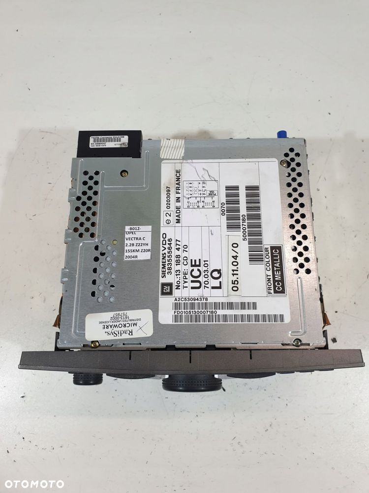 radio cd70 13188477 opel vectra c signum kod eu - 2