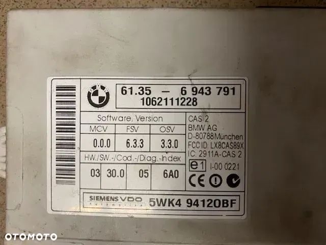 MODUŁ STEROWNIK CAS BMW E90 E91 E60 E61 6943791 - 2