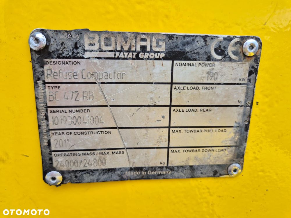 Bomag BC472 RB / KOMPAKTOR ODPADÓW / KOMPAKTOR WYSYPISKOWY 24T / ZGNIATARKA ODPADÓW / MASZYNA DO ZAGĘSZCZANIA ODPADÓW / DO SKŁADOWISK ODPADÓW / SERWISOWANY / 1 WŁ. - 30
