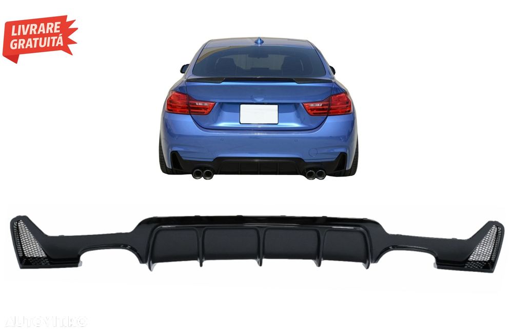 Difuzor Bara Spate Evacuare Dubla BMW Seria 4 F32 F33 F36 (2013-2019) Negru Lucios- livrare gratuita - 11